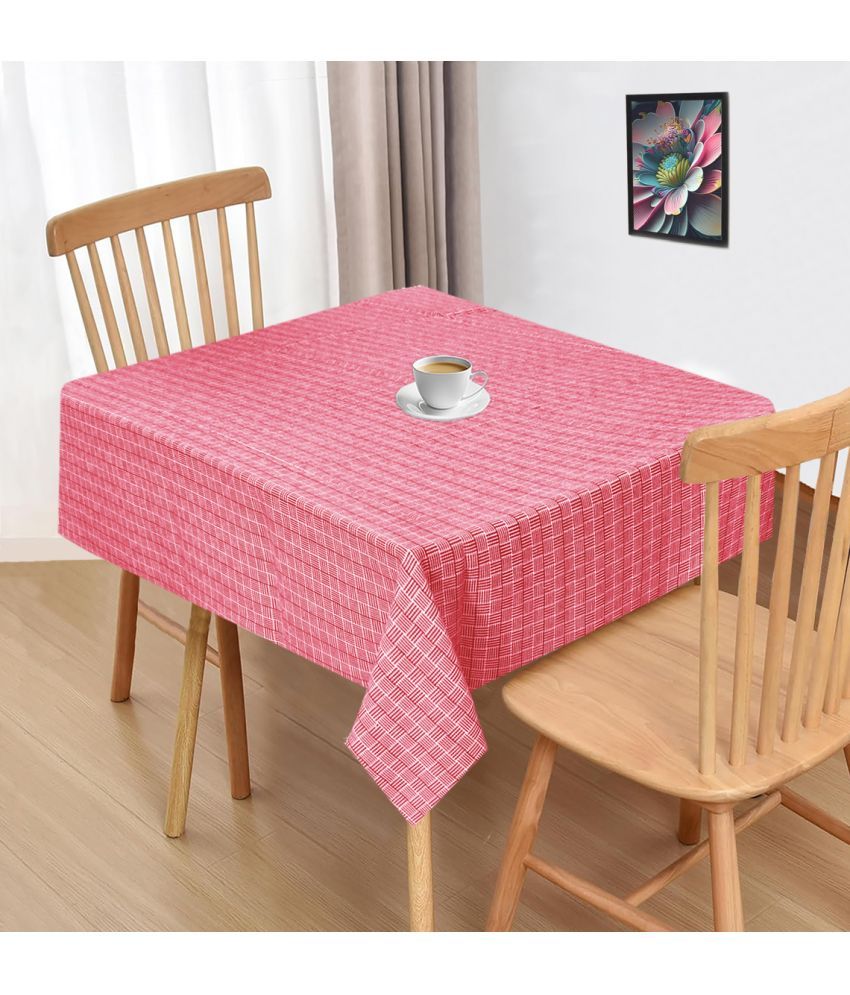     			Oasis Home Tex Checks Cotton 2 Seater Square Table Cover ( 102 x 102 ) cm Pack of 1 Red