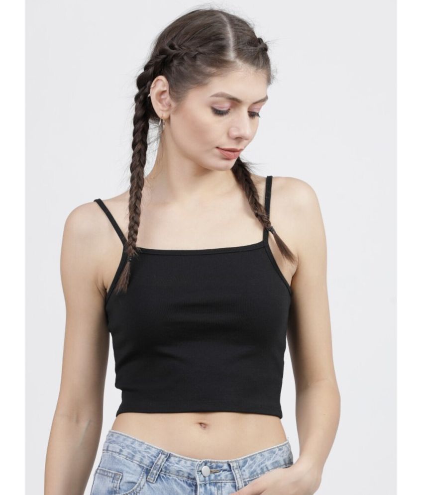     			PPTHEFASHIONHUB Black Cotton Women's Crop Top ( Pack of 1 )