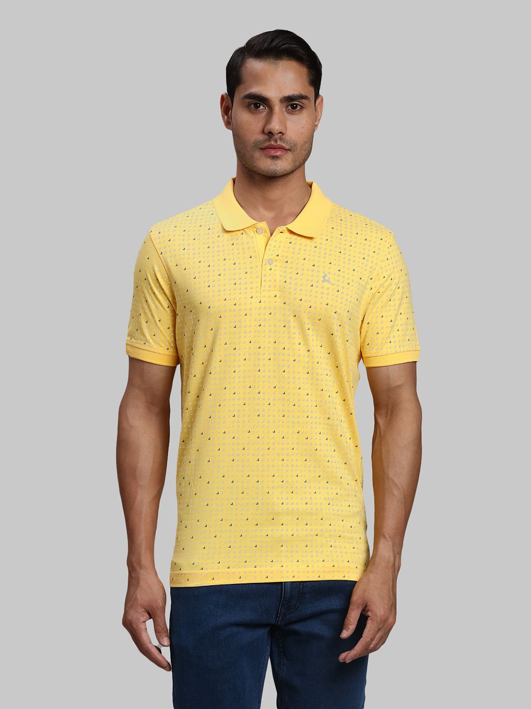     			Parx Cotton Regular Fit Printed Half Sleeves Men's Polo T Shirt - Yellow ( Pack of 1 )