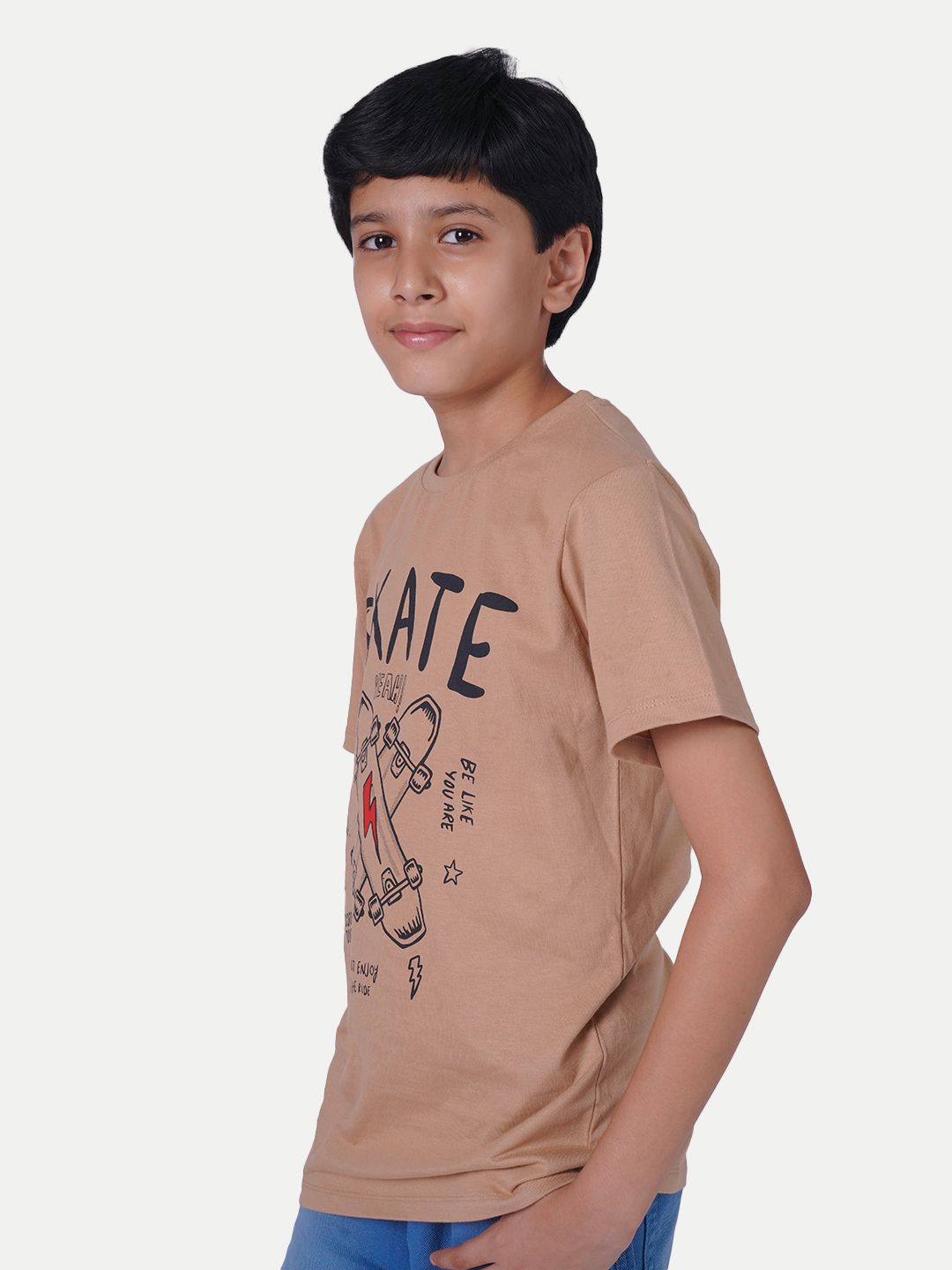     			Radprix Beige Cotton Boy's T-Shirt ( Pack of 1 )