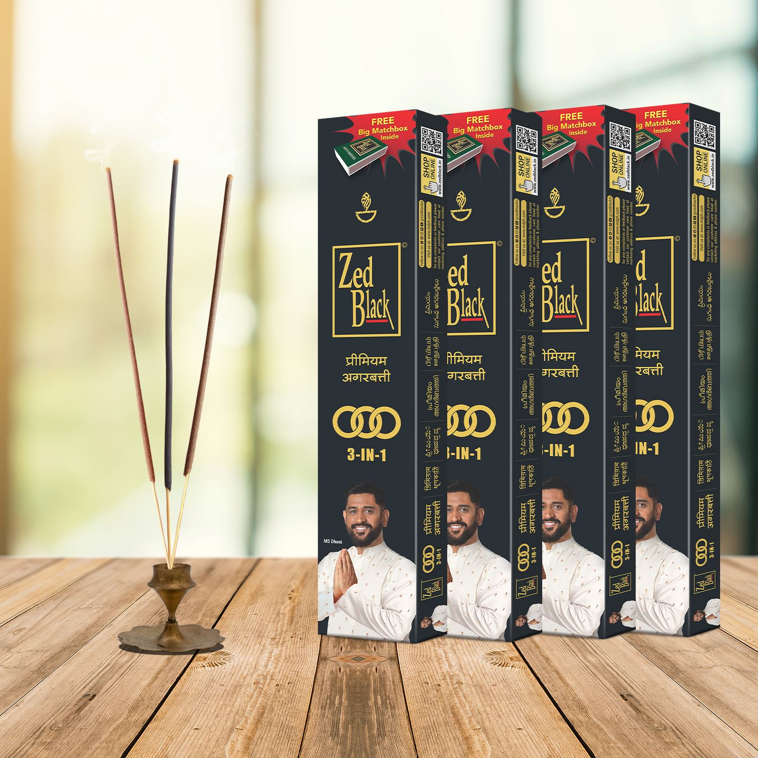     			Zed Black Premium Incense Sticks 3-in-1 (Pack of 3)