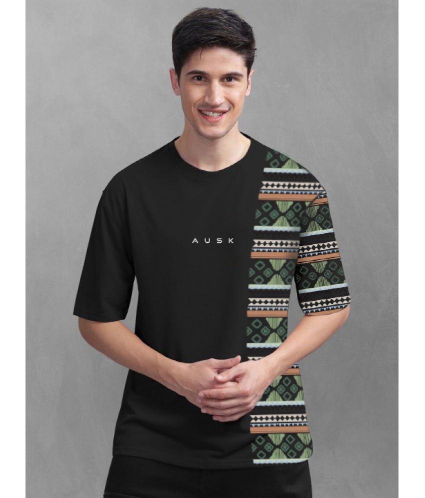     			AUSK Cotton Oversized Fit Printed Half Sleeves Men's T-Shirt - Black ( Pack of 1 )