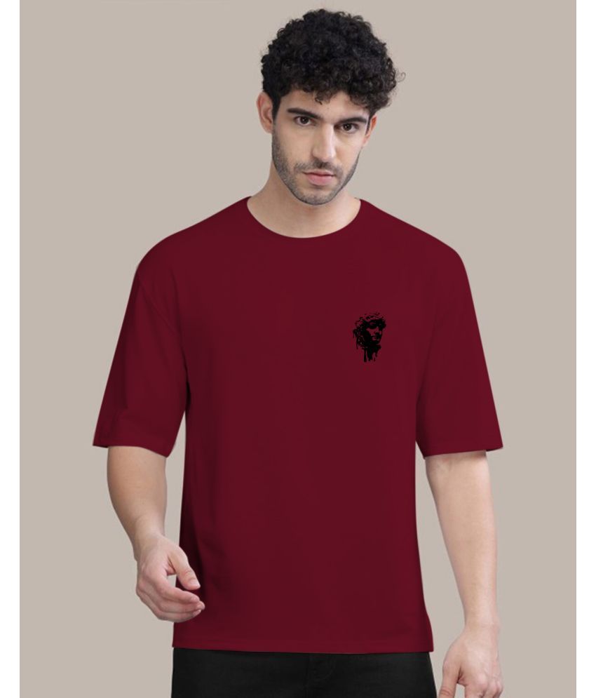     			AUSK Cotton Oversized Fit Printed Half Sleeves Men's T-Shirt - Maroon ( Pack of 1 )