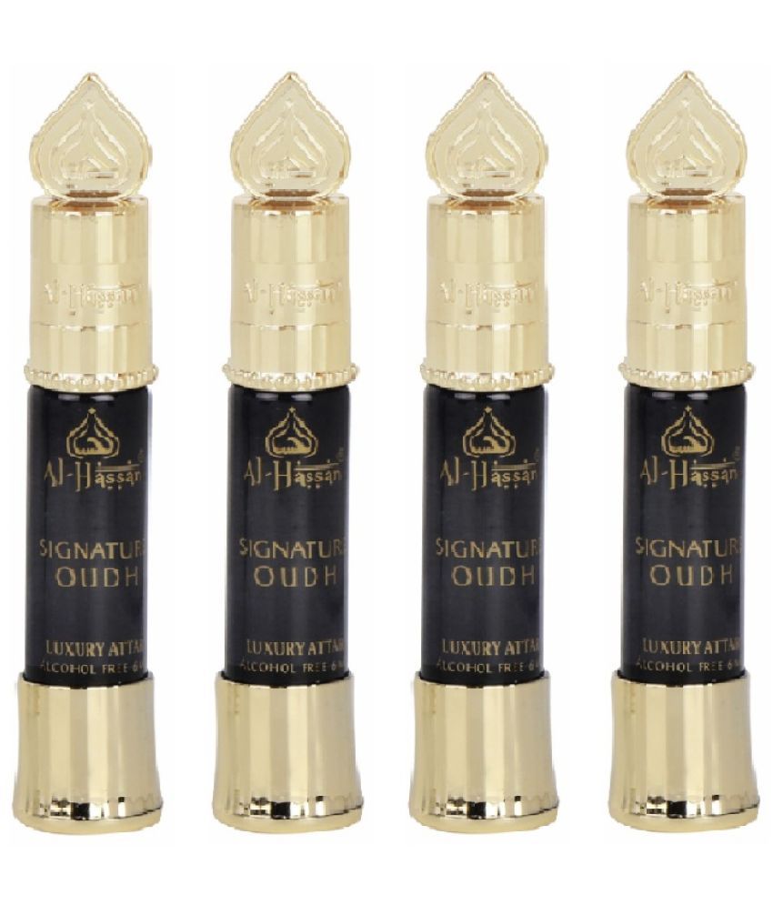     			Al - Hassan Signature Oudh Attar For Men & Women - Pack of 4 (6ml Each) Alcohol Free Attar