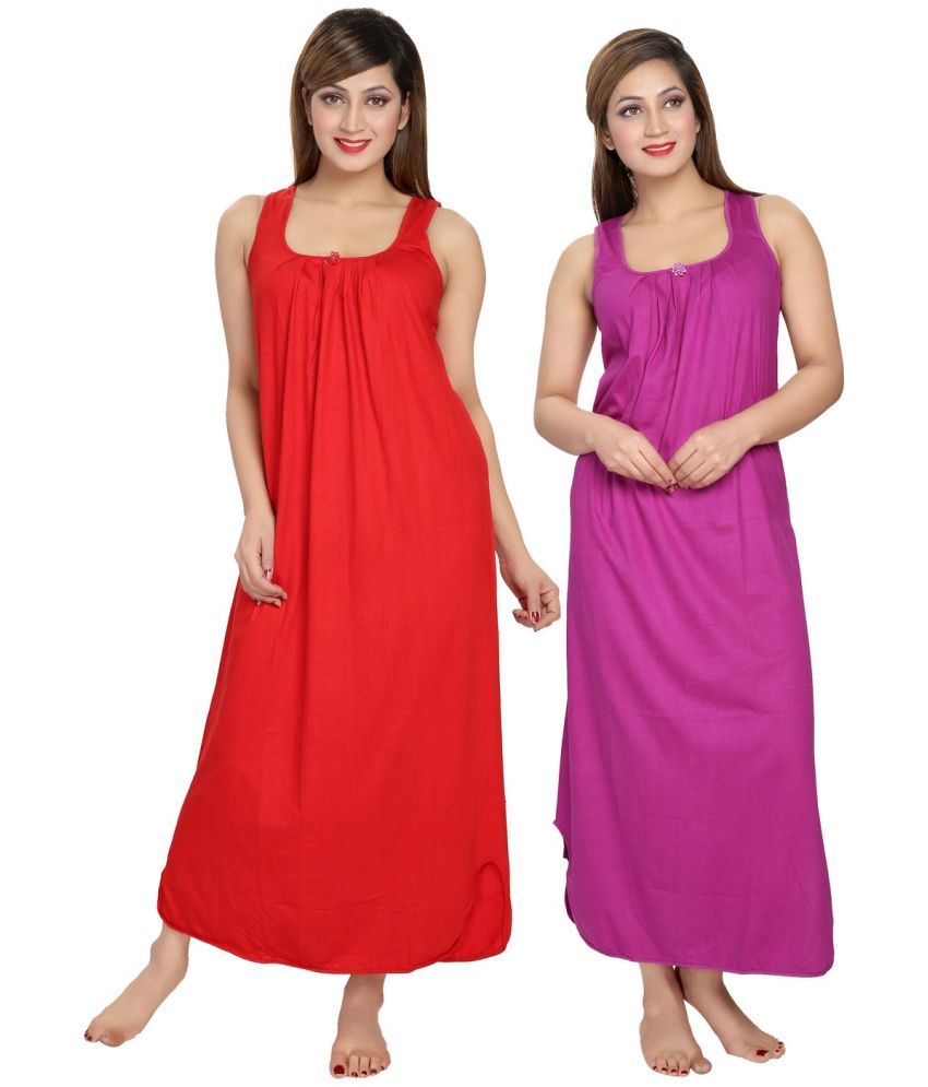     			Cinco Multicolor Cotton Blend Women's Nightwear Nighty & Night Gowns ( Pack of 2 )