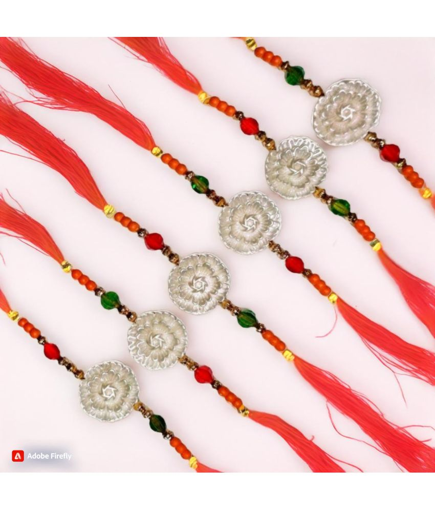     			DAYBETTER Bhai Rakhi Multicolour Bhaiya rakhi Combo Rakhi with Roli and Rice Pack of 6