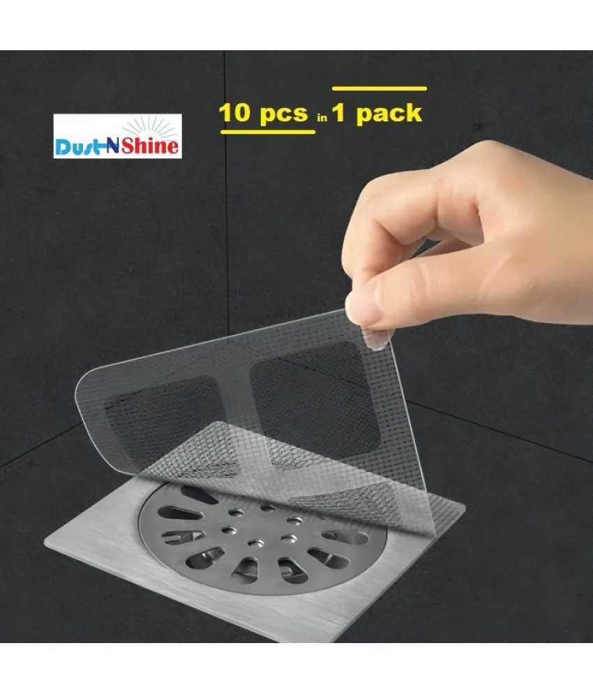     			DHS Mart Disposable Shower Drain Silver Polish Wipes Hair Catcher Waterproof Mesh Stickers 1 no.s Pack of 10