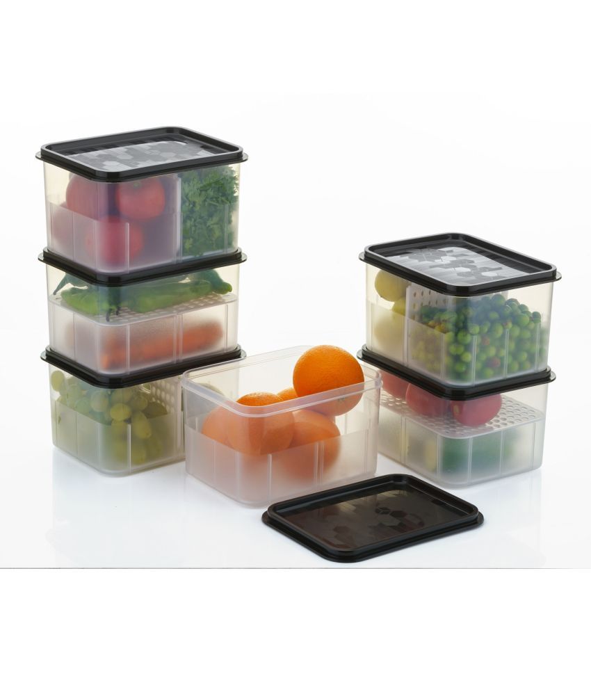     			Dark Sun Kitchenware Food/Fruit/Vegetable Plastic Black Multi-Purpose Container ( Set of 6 )