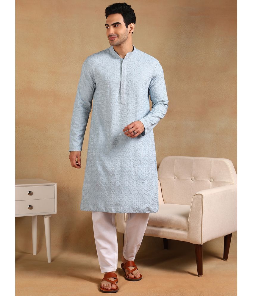     			Ethnic Bay Blue Viscose Men's Regular Kurta ( Pack of 1 )