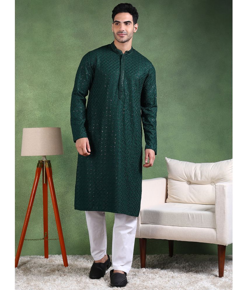     			Ethnic Bay Green Viscose Men's Regular Kurta ( Pack of 1 )