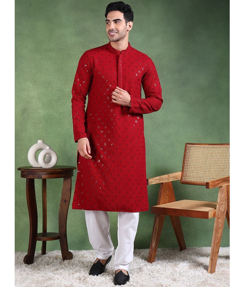     			Ethnic Bay Maroon Viscose Men's Regular Kurta ( Pack of 1 )