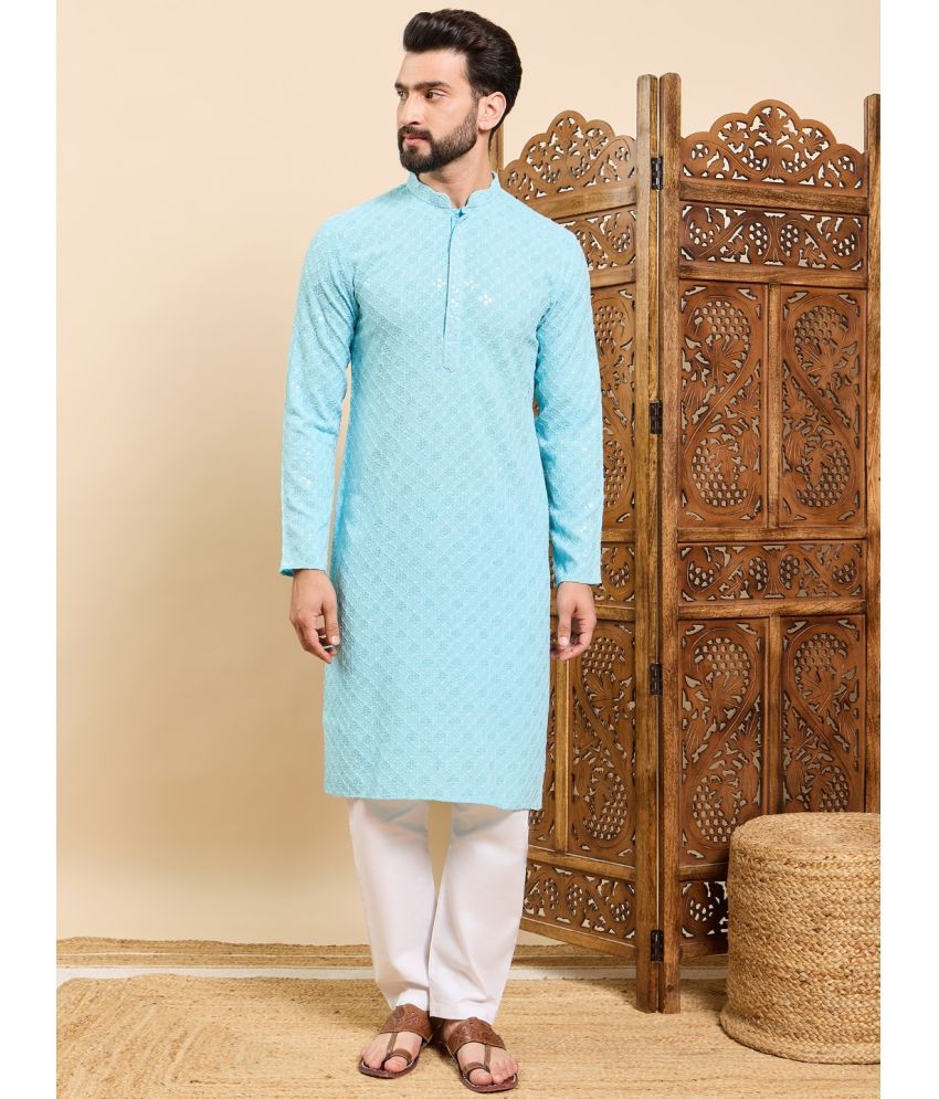     			Ethnic Bay Turquoise Viscose Men's Regular Kurta ( Pack of 1 )