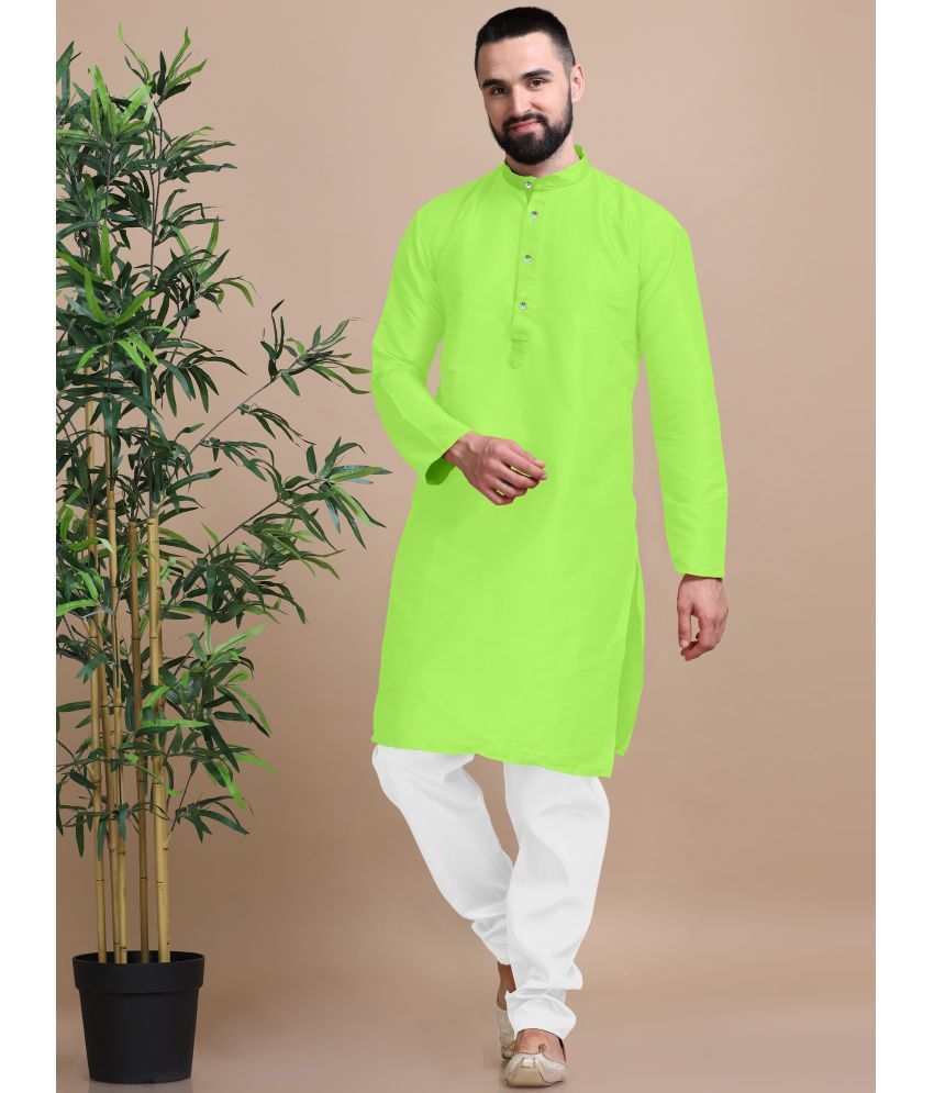     			Fashionfricks Light Green Cotton Blend Men's Regular Kurta ( Pack of 1 )