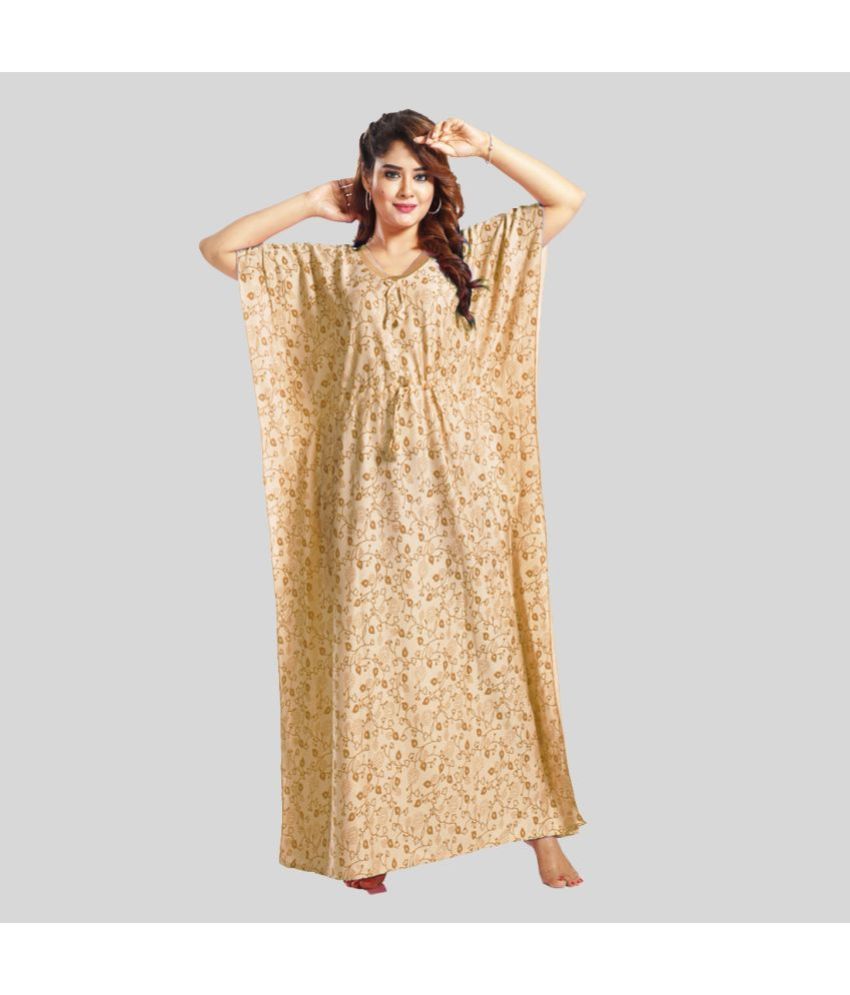     			Gutthi Brown Satin Women's Nightwear Kaftan Night Dress ( Pack of 1 )