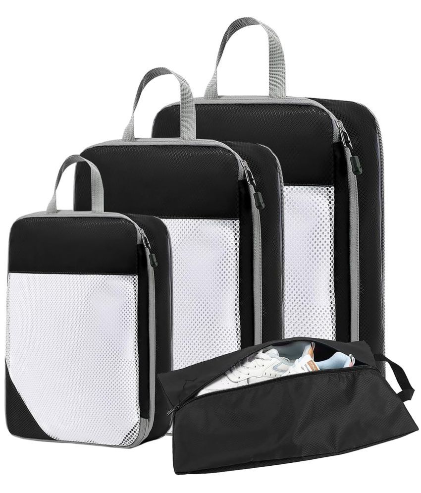     			House Of Quirk Black Travel Kit Bag ( 4 Pcs )