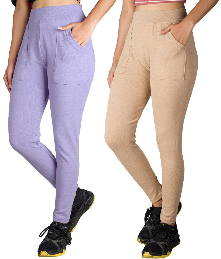     			KARARO JEGGINGS - Cotton Blend Skinny Fit Lavender Women's Jeggings ( Pack of 2 )