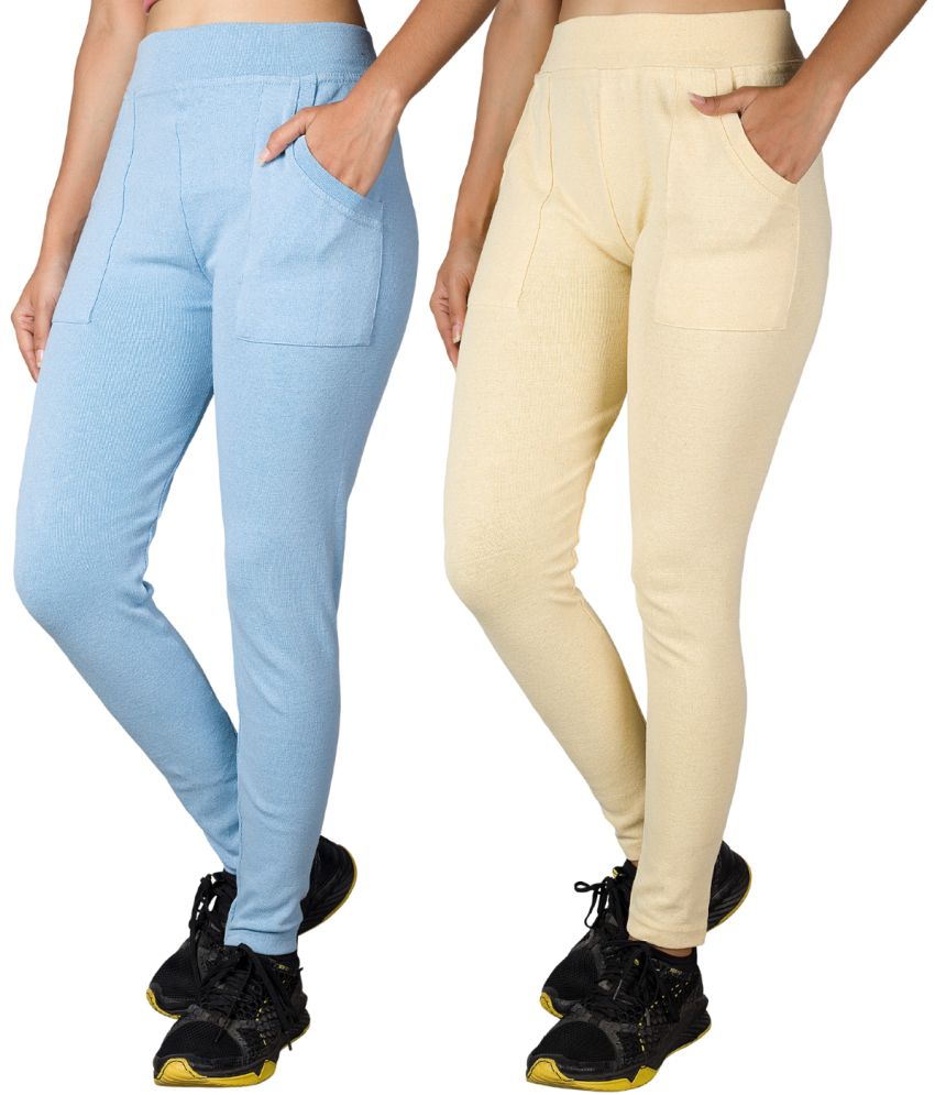     			KARARO JEGGINGS - Cotton Blend Skinny Fit Light Blue Women's Jeggings ( Pack of 2 )