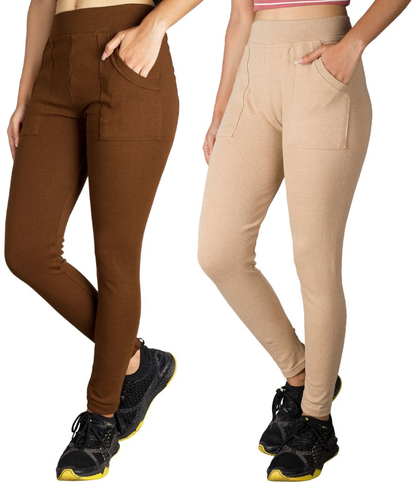     			KARARO JEGGINGS - Cotton Blend Skinny Fit Mustard Women's Jeggings ( Pack of 2 )