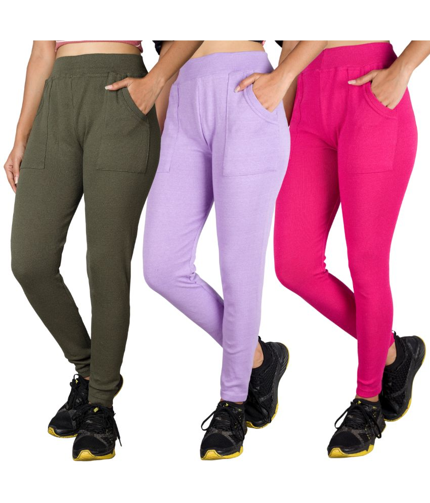     			KARARO JEGGINGS - Cotton Blend Skinny Fit Lavender Women's Jeggings ( Pack of 3 )