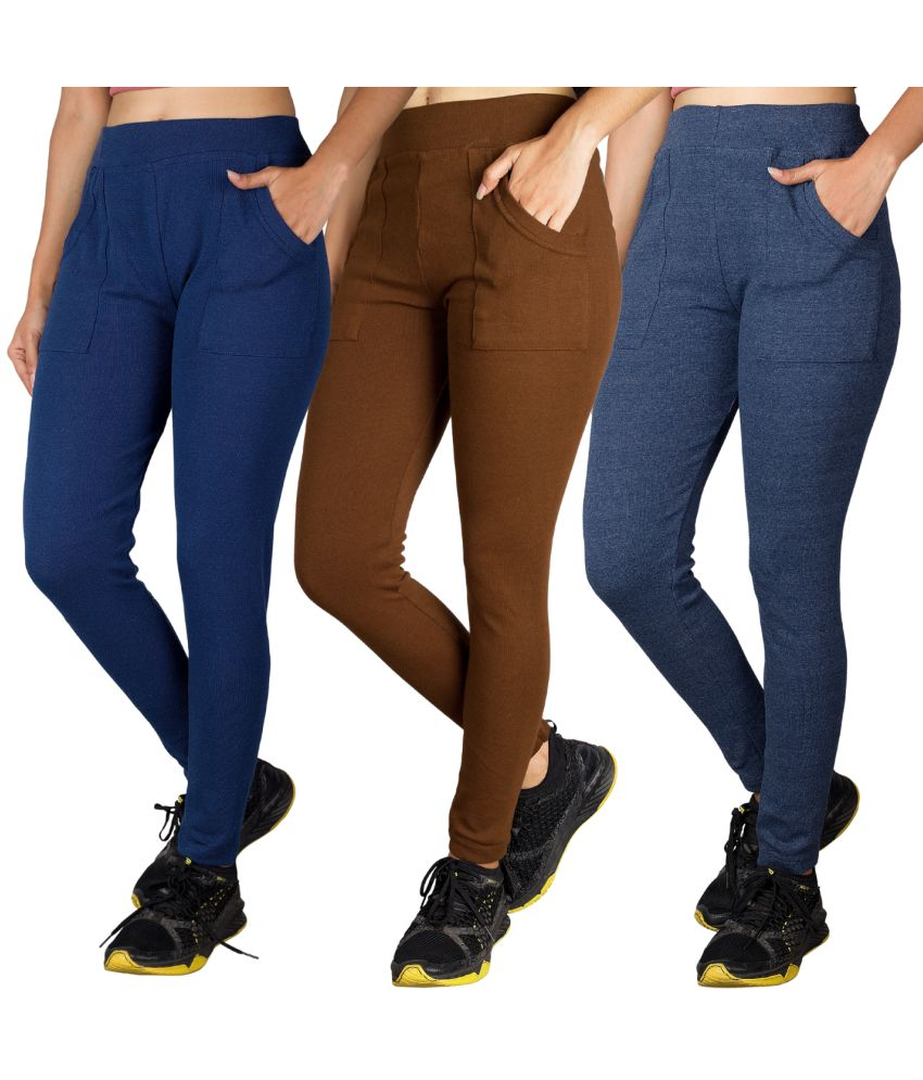     			KARARO JEGGINGS - Cotton Blend Skinny Fit Mustard Women's Jeggings ( Pack of 3 )