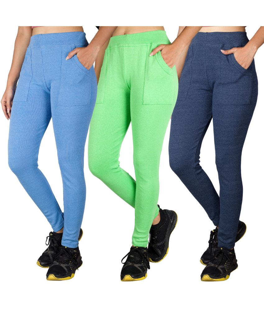     			KARARO JEGGINGS - Cotton Blend Skinny Fit Fluorescent Green Women's Jeggings ( Pack of 3 )