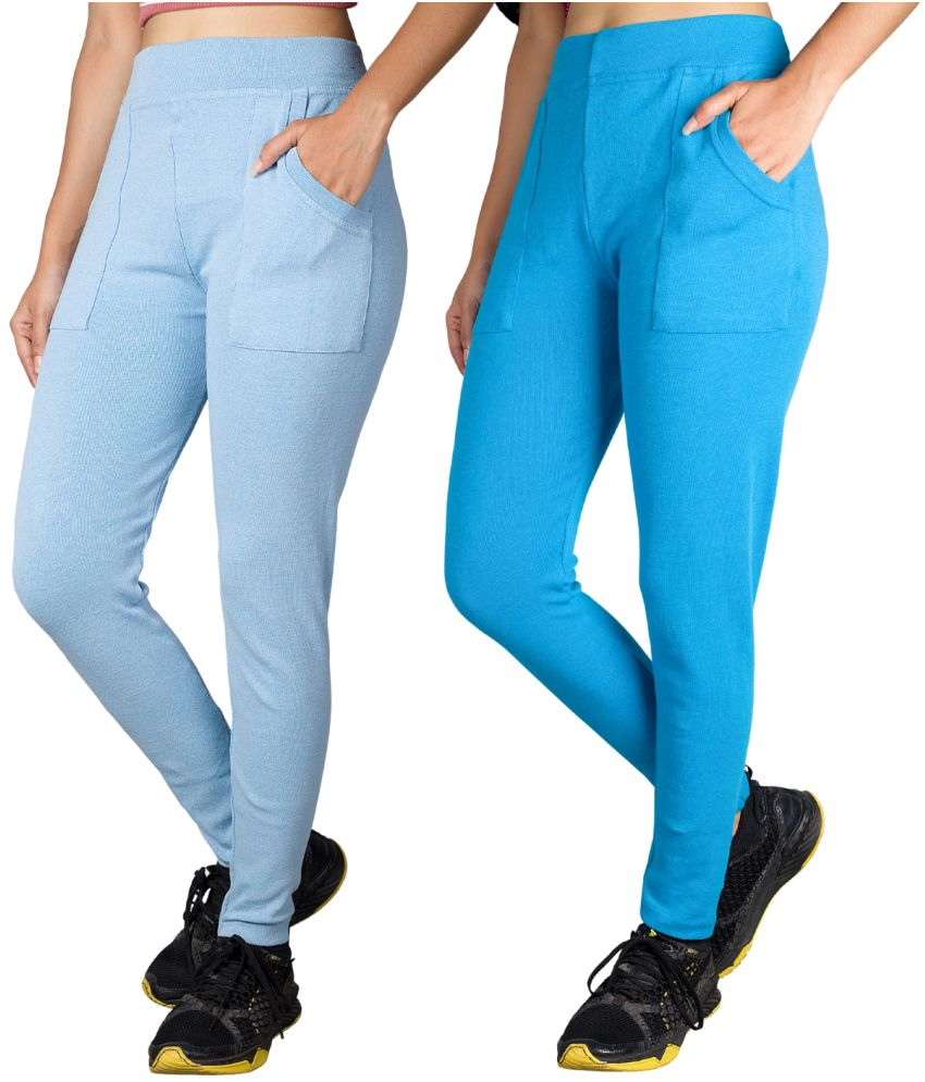     			KARARO JEGGINGS - Cotton Blend Skinny Fit Light Blue Women's Jeggings ( Pack of 2 )