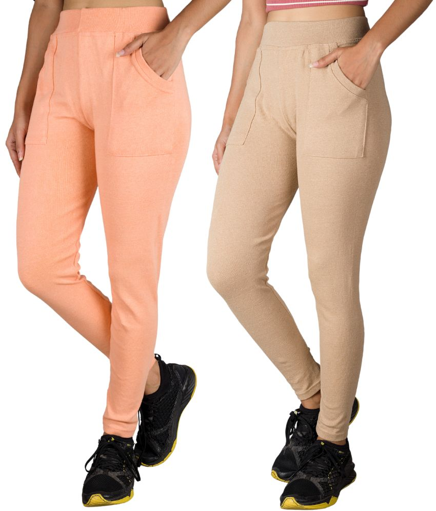     			KARARO JEGGINGS - Cotton Blend Skinny Fit Orange Women's Jeggings ( Pack of 2 )