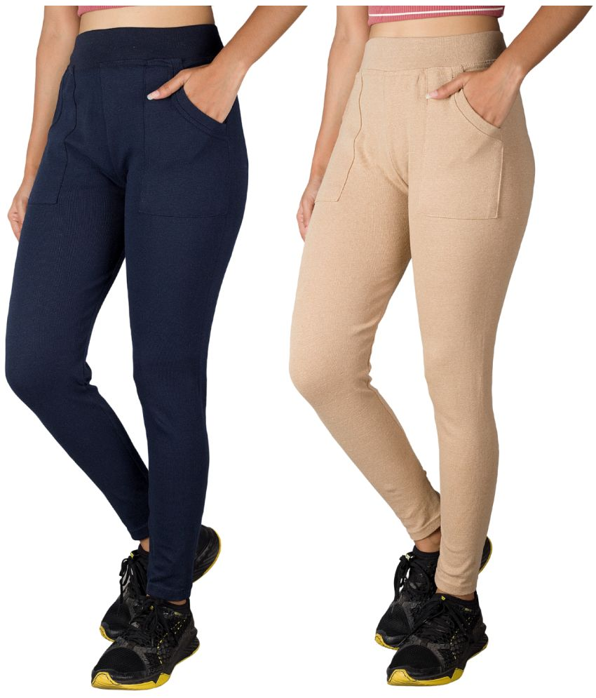     			KARARO JEGGINGS - Cotton Blend Skinny Fit Navy Blue Women's Jeggings ( Pack of 2 )