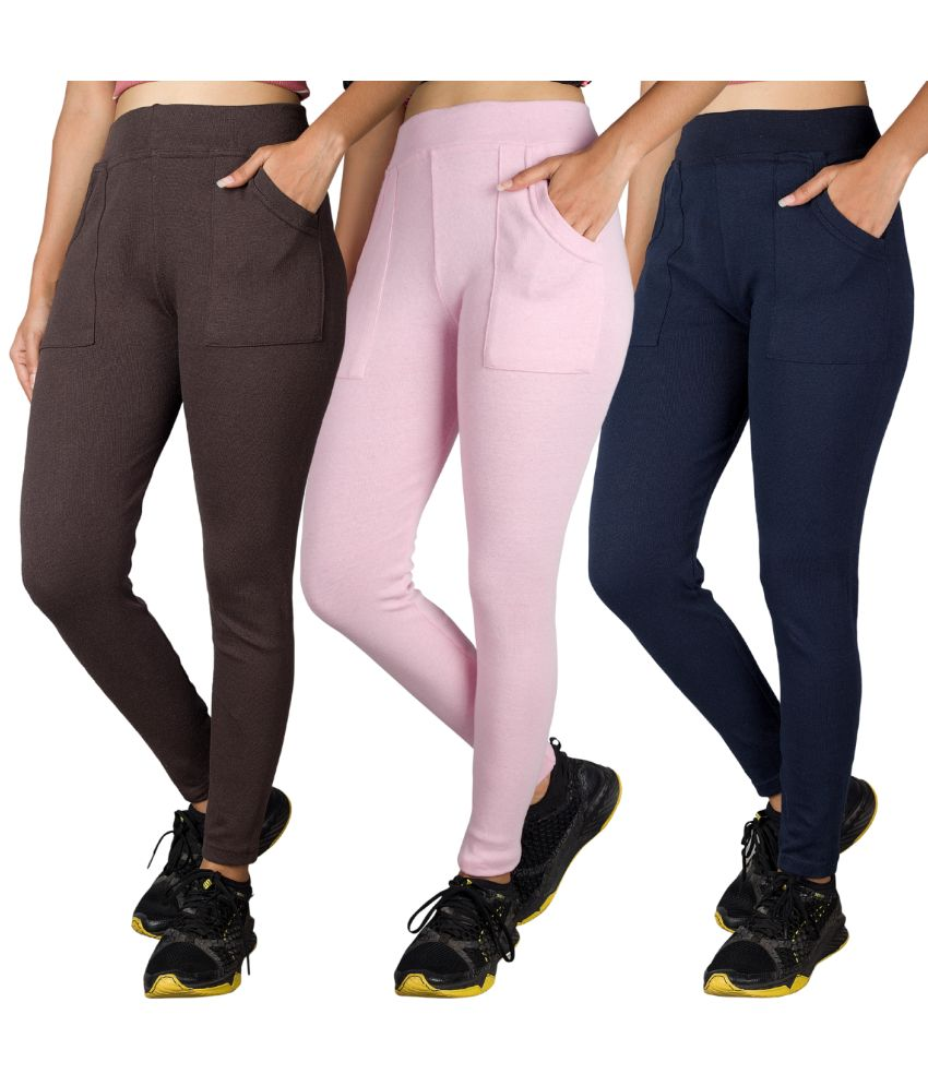     			KARARO JEGGINGS - Cotton Blend Skinny Fit Pink Women's Jeggings ( Pack of 3 )