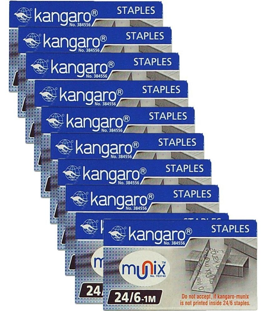     			Kangaro Desk Essentials NO. 24/6M Heavy Duty Steel Wire Staple Pin | Zinc Coated with Rust Free Complete Steel Staple | Sturdy & Durable for Long Time Use | Pack of 10