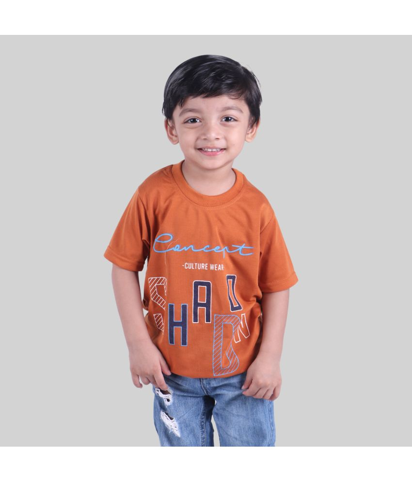     			Kidzee Kingdom Pack of 1 Boys Cotton T-Shirt ( Orange )