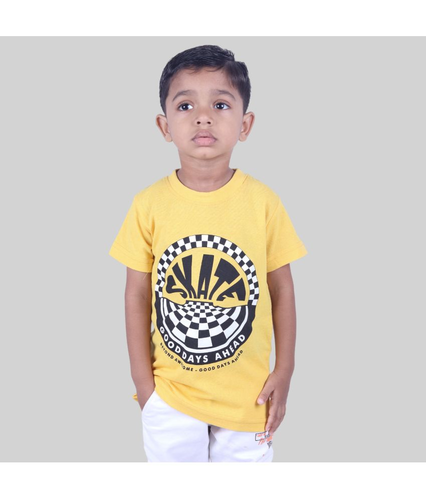     			Kidzee Kingdom Pack of 1 Boys Cotton T-Shirt ( Yellow )