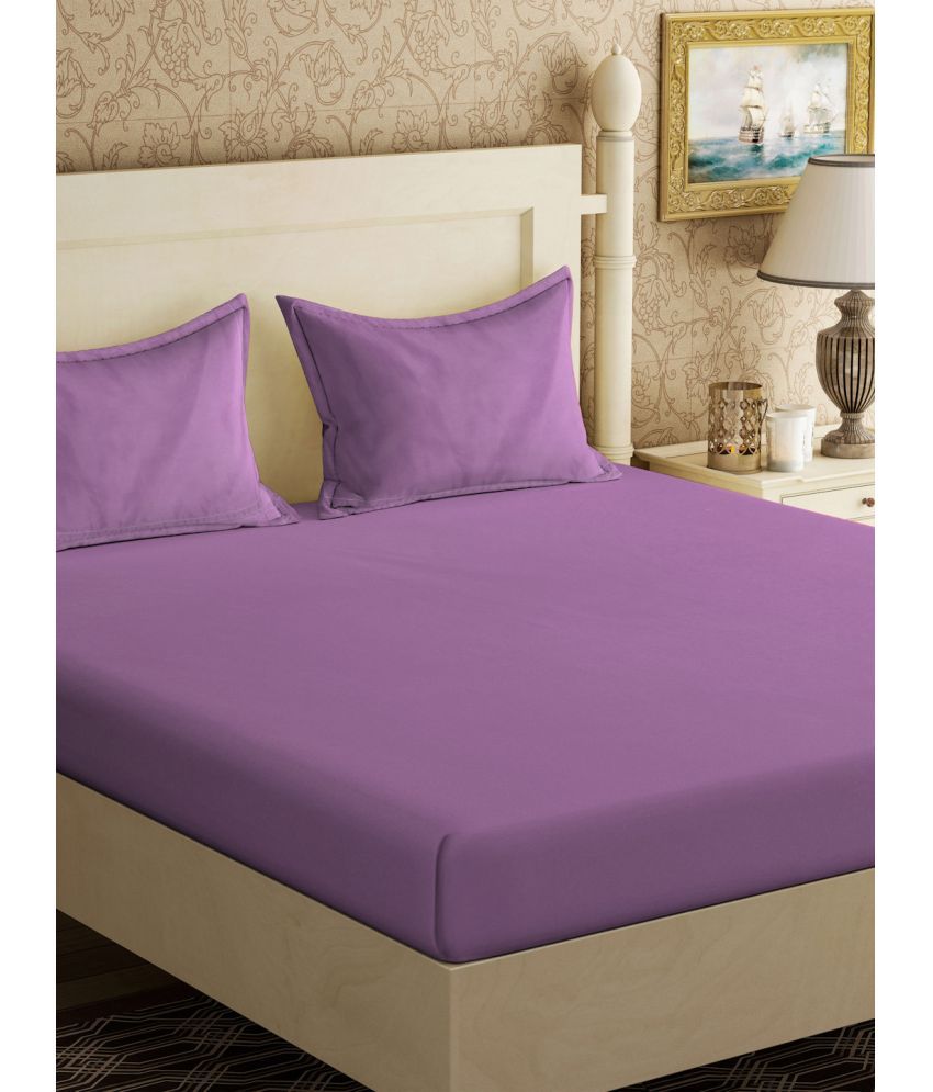     			Klotthe Poly Cotton Solid 1 Double Bedsheet with 2 Pillow Covers - Purple