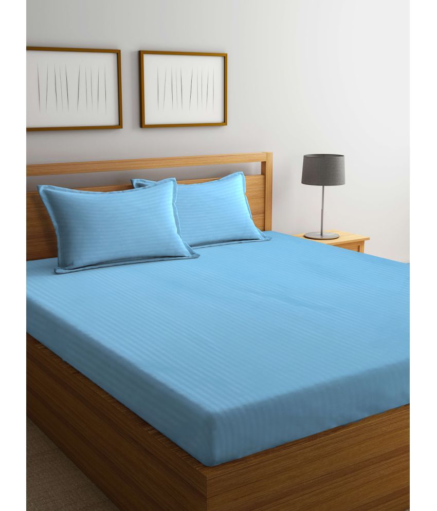     			Klotthe Poly Cotton Solid 1 Double Bedsheet with 2 Pillow Covers - Sky Blue