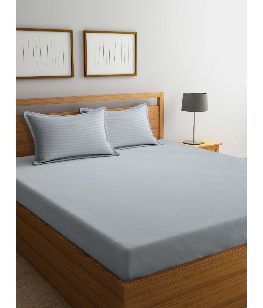     			Klotthe Poly Cotton Solid 1 Double Bedsheet with 2 Pillow Covers - Gray