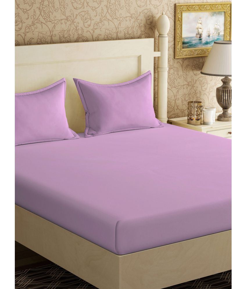     			Klotthe Poly Cotton Solid 1 Double Bedsheet with 2 Pillow Covers - Purple