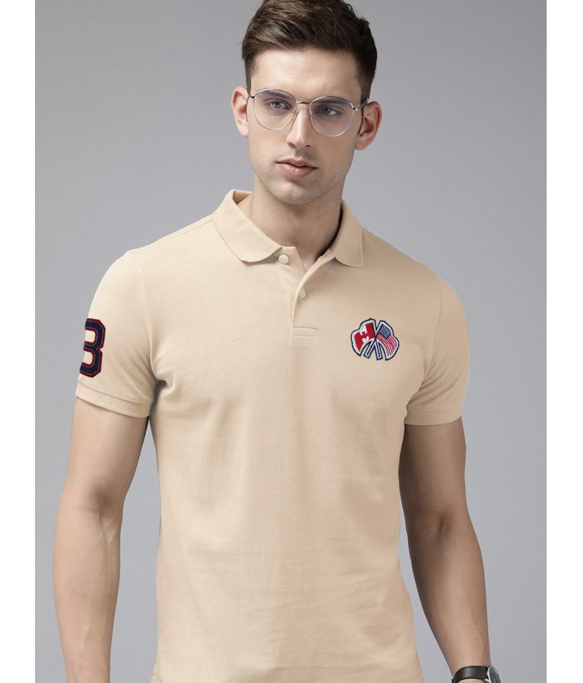     			Merriment Cotton Blend Regular Fit Solid Half Sleeves Men's Polo T Shirt - Beige ( Pack of 1 )