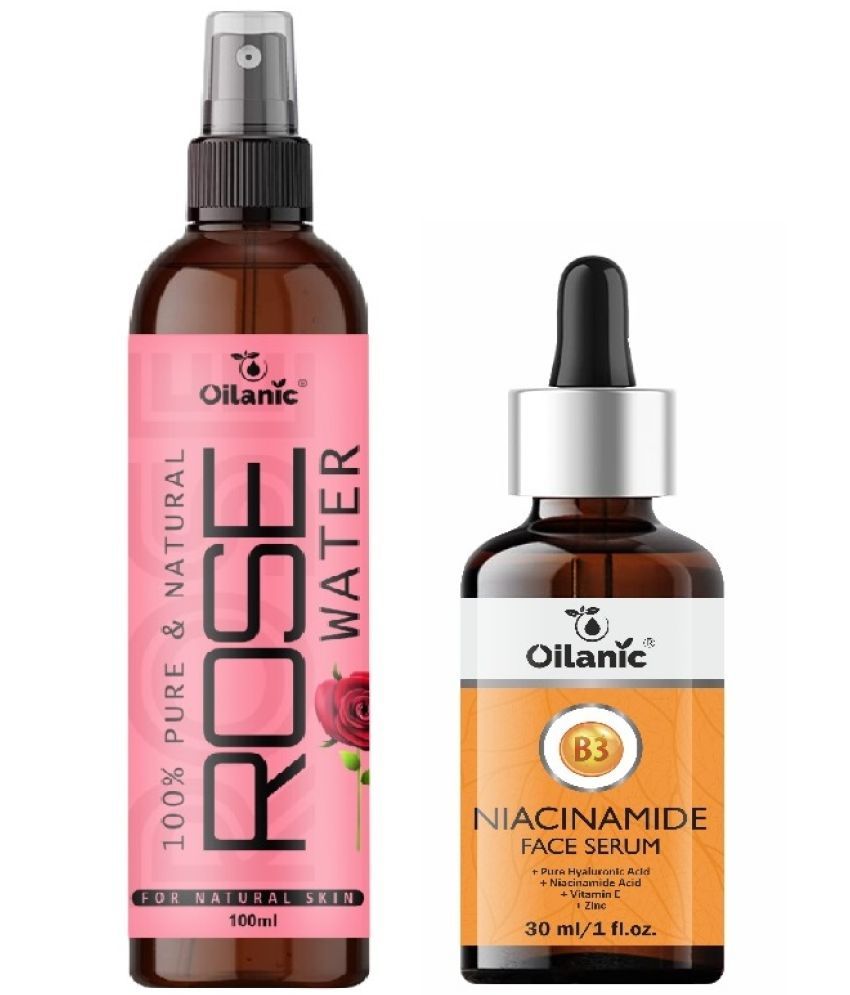     			Rose Water for Refreshing, Hydrating Skin 100ml & Niacinamide Face Serum for Acne Marks 30ml Combo of 2 Items