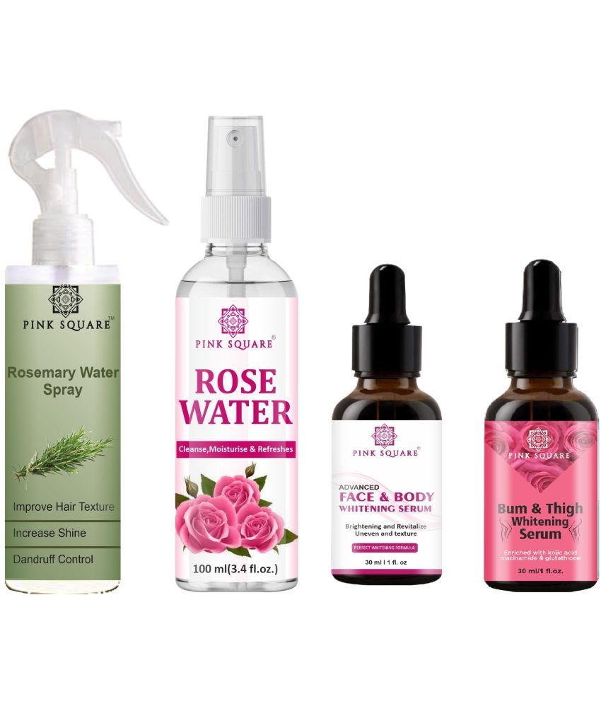     			Rosemary Water Hair Spray 100ml, Rose water for Cleansing 100ml, Face-Body Serum 30ml & Bum and Thigh Whitening 30ml Combo of 4