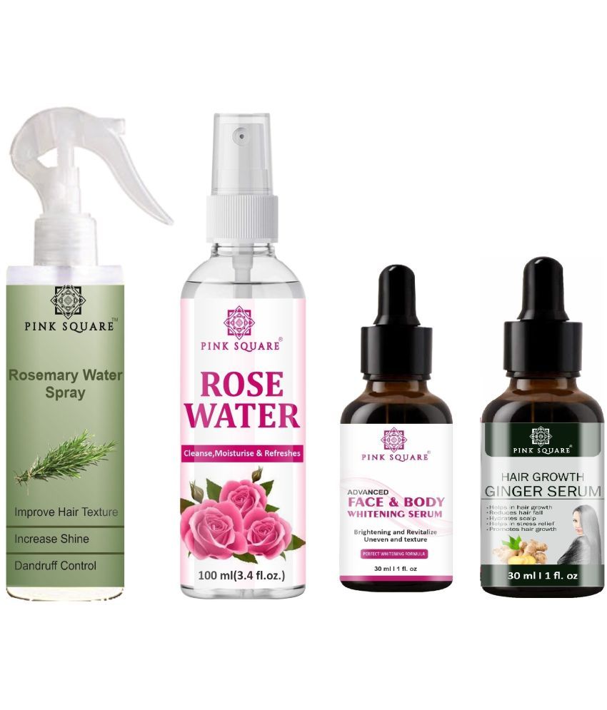     			Rosemary Water Hair Spray 100ml, Rose water for Cleansing 100ml, Face-Body Serum 30ml & Hair Growth Serum 30ml Combo of 4