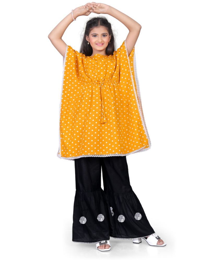     			SELVIFAB Girls Crepe Kurta and Sharara Set ( Pack of 1 , Yellow )