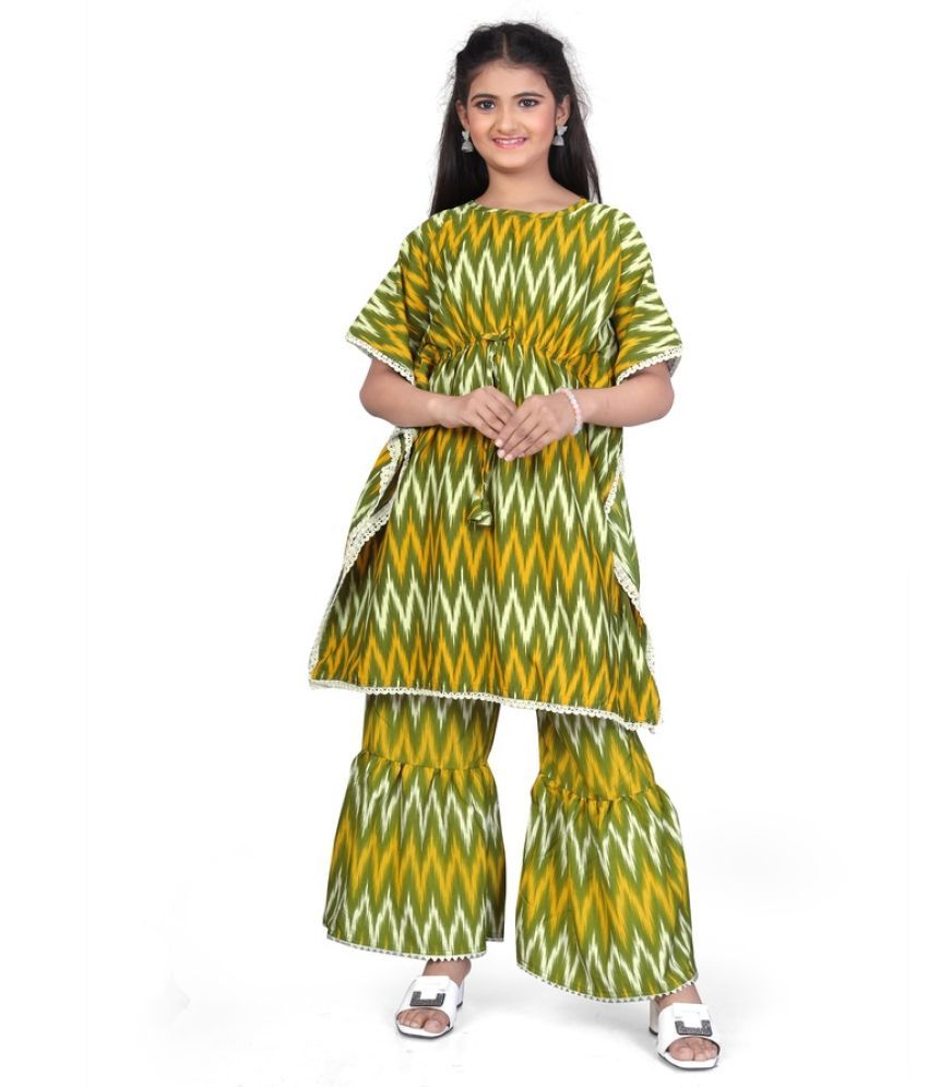     			SELVIFAB Yellow Crepe Girls Kurta and Sharara Set ( Pack of 1 )