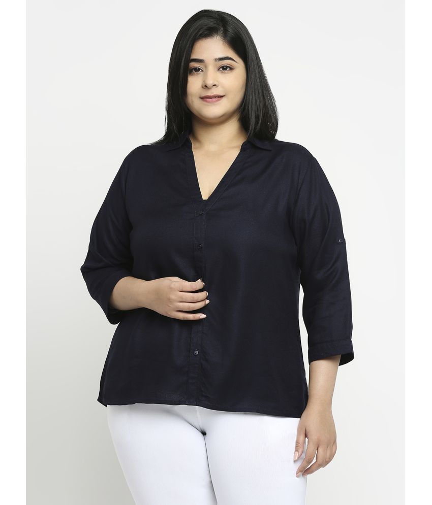     			Style Quotient by NOI Navy Blue Rayon Women's Shirt Style Top ( Pack of 1 )