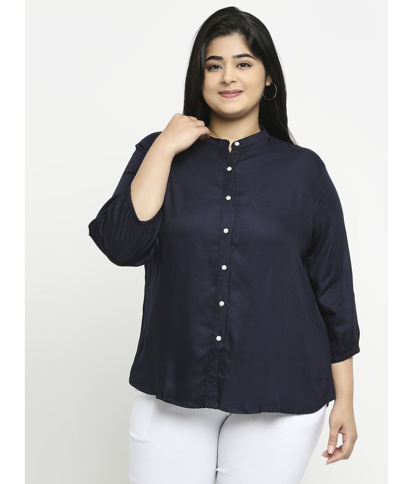     			Style Quotient by NOI Navy Blue Rayon Women's Shirt Style Top ( Pack of 1 )