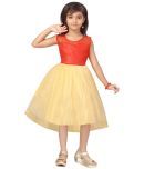 Aarika Net Fit And Flare Dress For Girls ( Pack of 1 , Red )