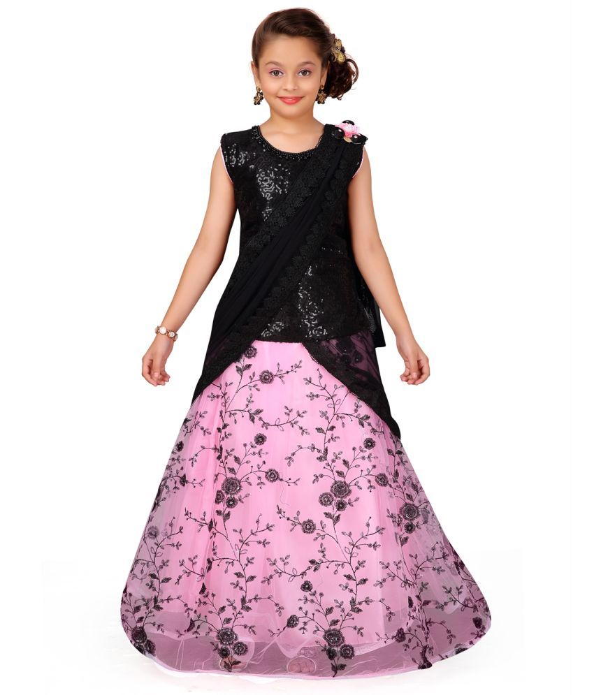     			Aarika Black Net Girls Lehenga Choli Set ( Pack of 1 )