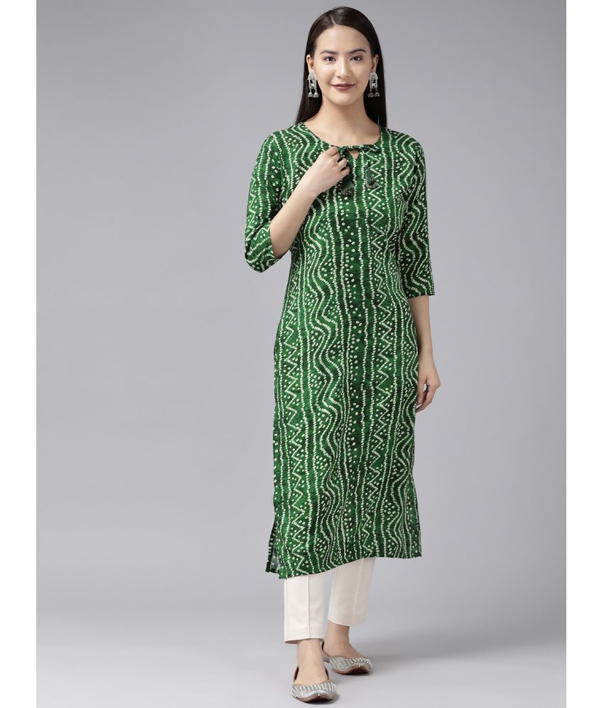     			Aarika Cotton Printed Straight Women's Kurti - Green ( Pack of 1 )