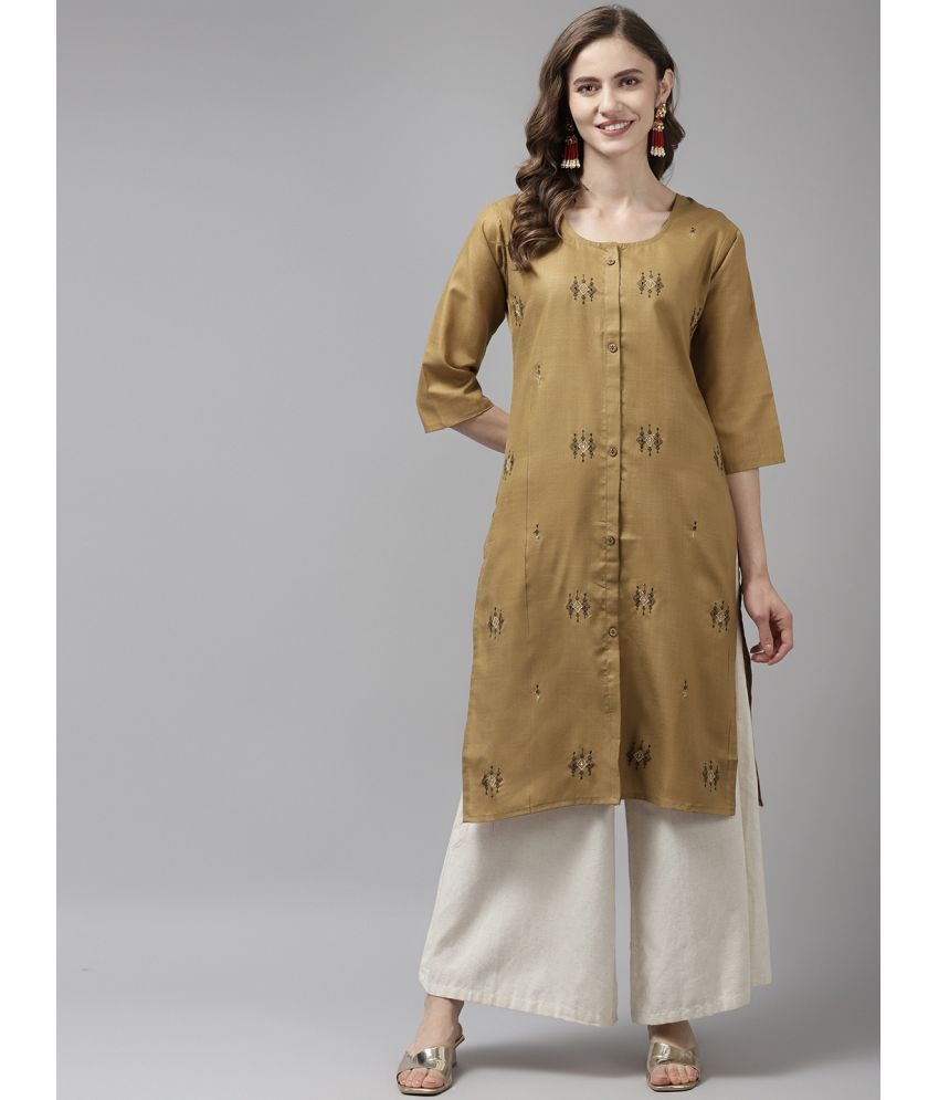     			Aarika Cotton Printed Straight Women's Kurti - Mustard ( Pack of 1 )