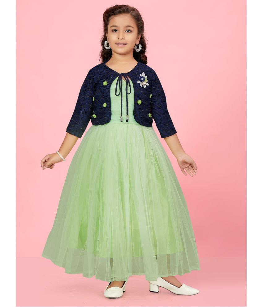     			Aarika Green Net Girls Fit And Flare Dress ( Pack of 1 )