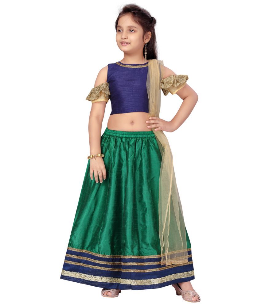     			Aarika Navy Blue Silk Girls Lehenga Choli Set ( Pack of 1 )